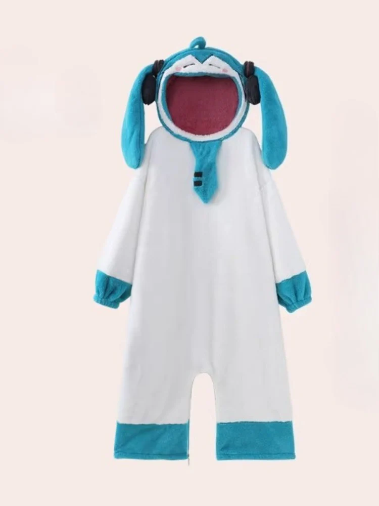 Fanmade Hatsune Miku Coral Fleece Robe – Cute Thickened Warm Pajama for Students - Image 7