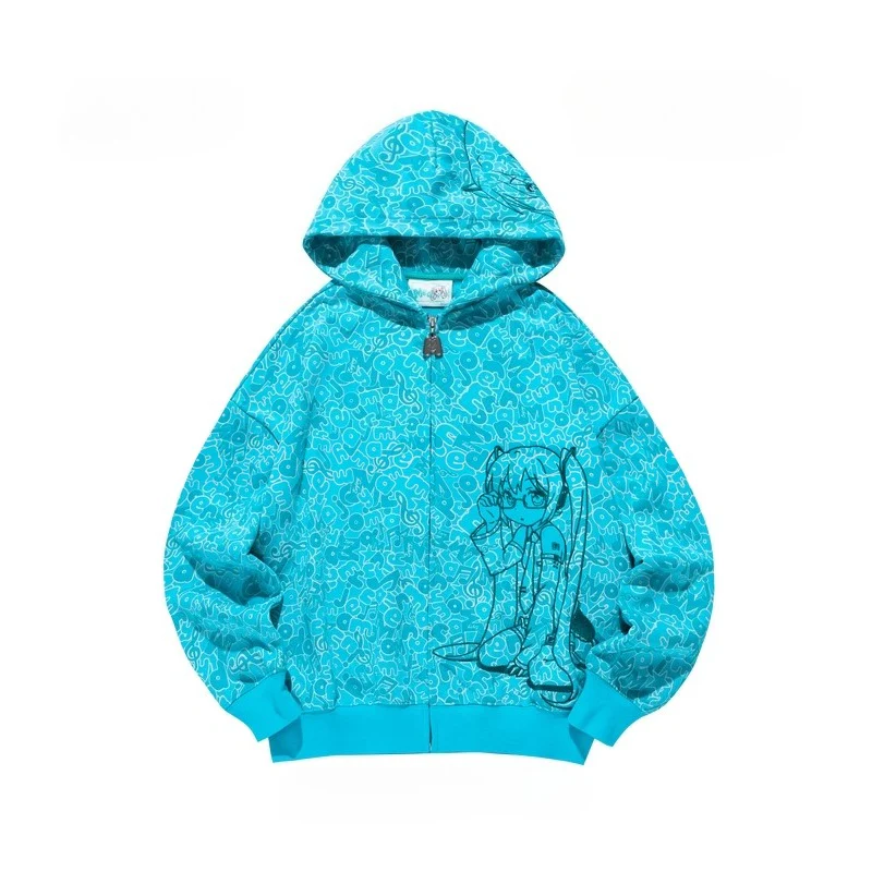 Official Licensed Hatsune Miku Camo Zip-Up Hoodie – Casual Streetwear with Hood - Image 3