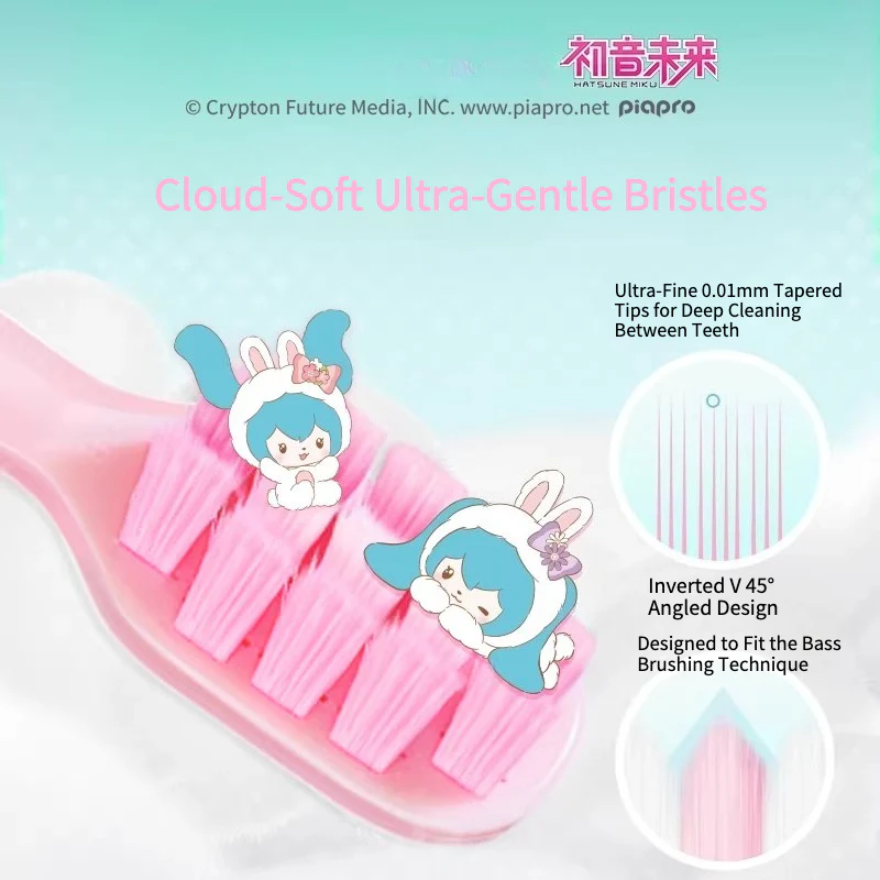 Official Hatsune Miku Little Bunny Miku Adult Manual Toothbrush with Cloud-Soft Fine Bristles - Image 4