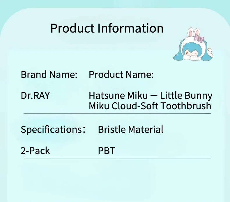 Official Hatsune Miku Little Bunny Miku Adult Manual Toothbrush with Cloud-Soft Fine Bristles - Image 7