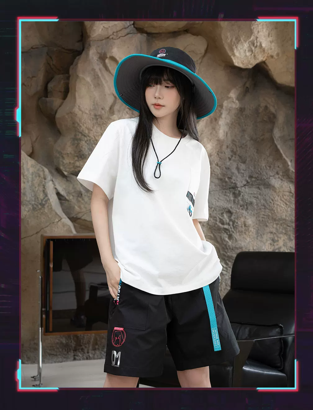 Official Hatsune Miku Neon EDM Bucket Hat, Sun Protection Outdoor Hiking Hat - Image 6