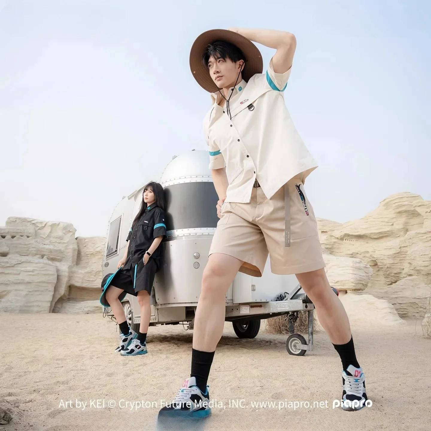 [Pre-Order, Ships Within 30 Days]Official Hatsune Miku Neon EDM Cargo Shorts, Loose-Fit Straight-Leg Casual Summer Shorts for Men - Image 3