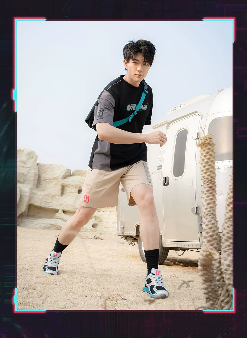 [Pre-Order, Ships Within 30 Days]Official Hatsune Miku Neon EDM Cargo Shorts, Loose-Fit Straight-Leg Casual Summer Shorts for Men - Image 8