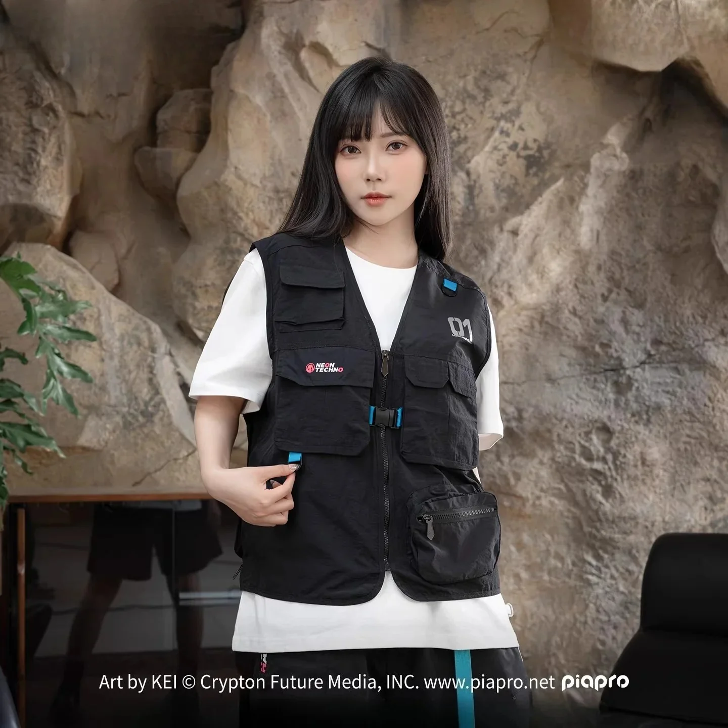Official Hatsune Miku Neon EDM Cargo Vest, Unisex Summer Layering Piece - Image 3