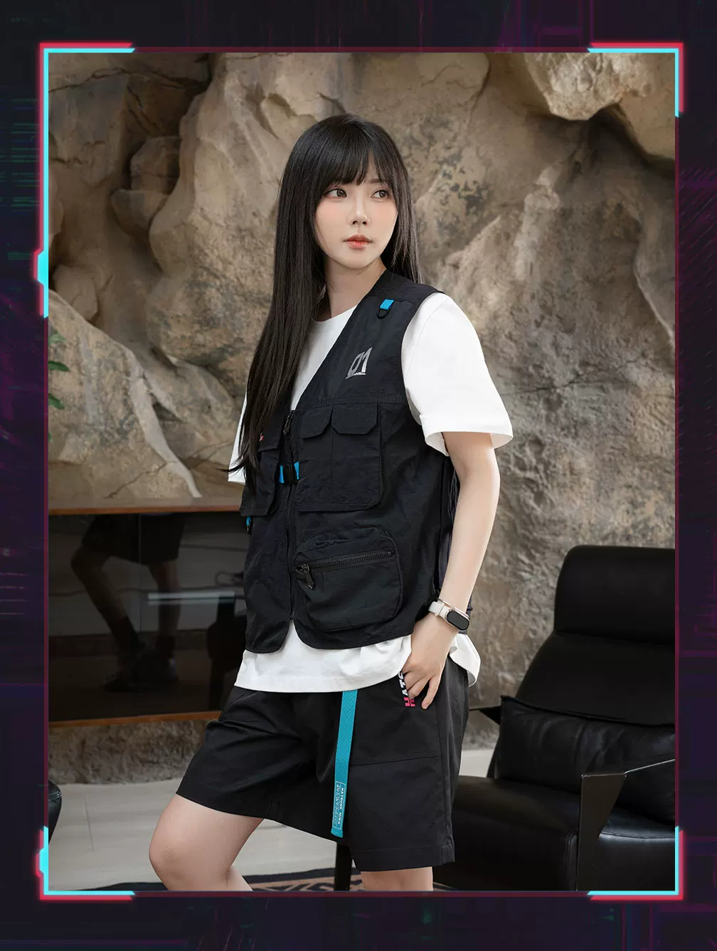 Official Hatsune Miku Neon EDM Cargo Vest, Unisex Summer Layering Piece - Image 6