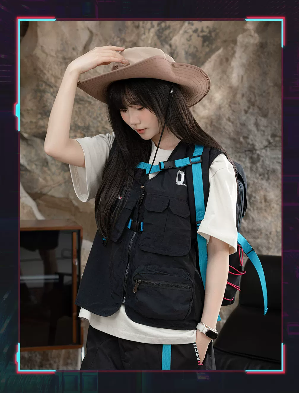 Official Hatsune Miku Neon EDM Cargo Vest, Unisex Summer Layering Piece - Image 7
