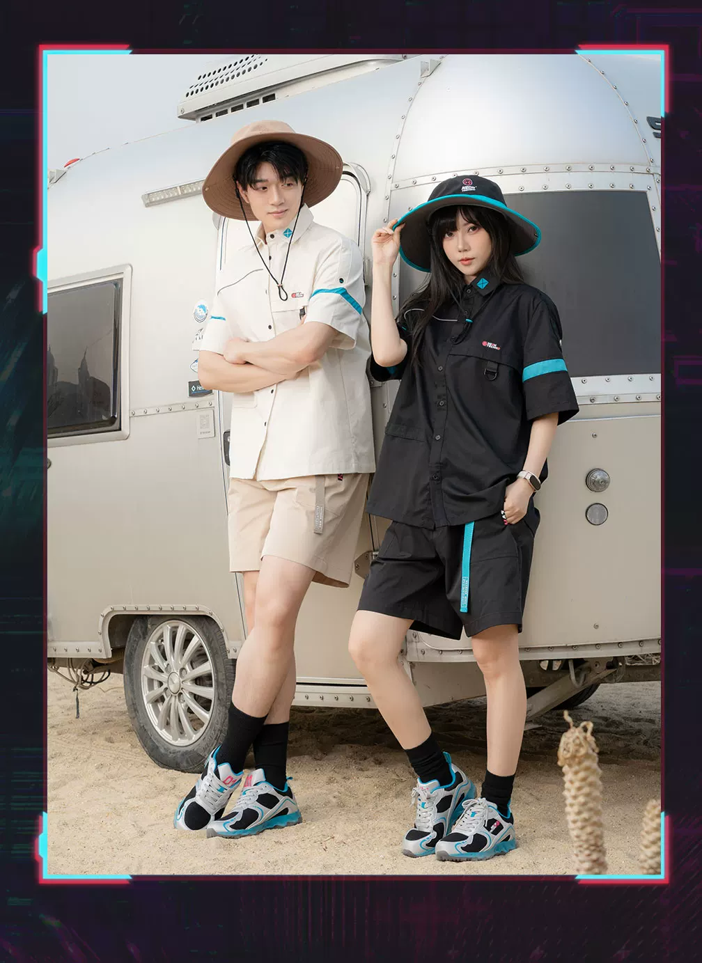 Official Hatsune Miku Neon EDM Short Sleeve Cargo Shirt, Loose-Fit Summer Top for Couples - Image 10