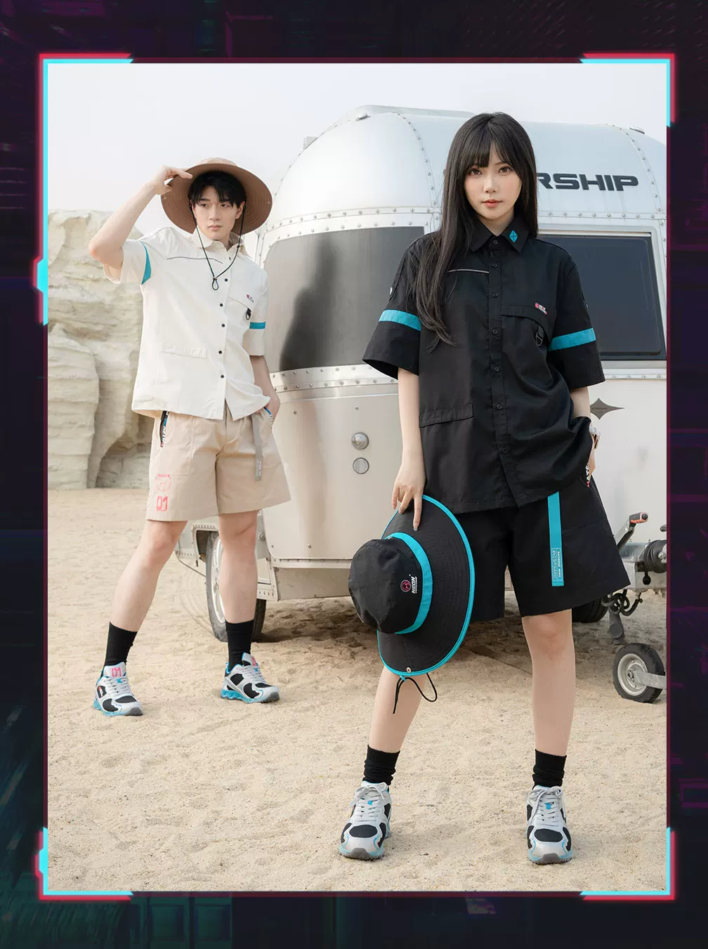 Official Hatsune Miku Neon EDM Short Sleeve Cargo Shirt, Loose-Fit Summer Top for Couples - Image 8