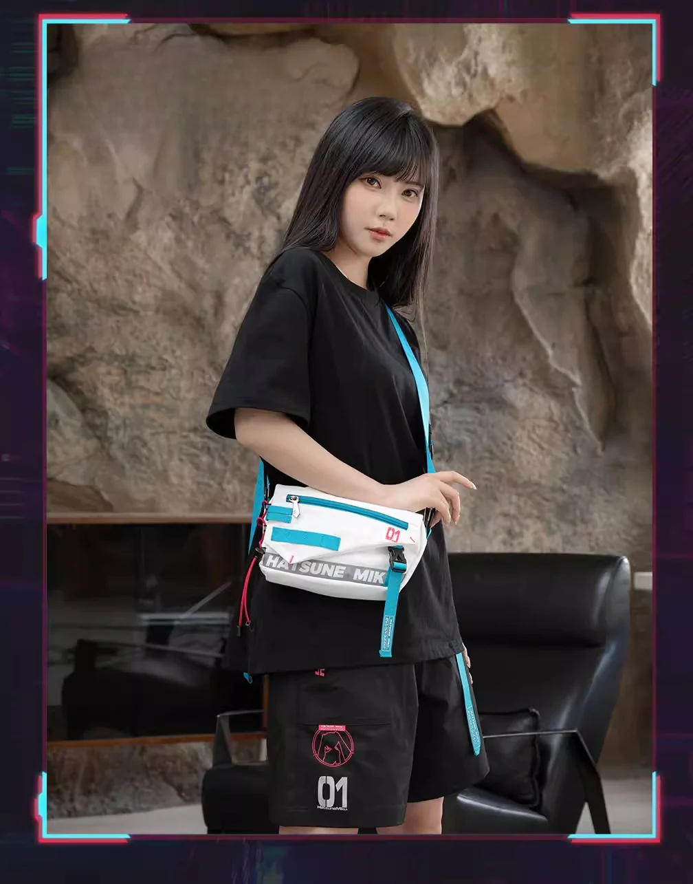Official Hatsune Miku Neon EDM Sling Bag, Crossbody Chest Bag & Waist Pack - Image 5