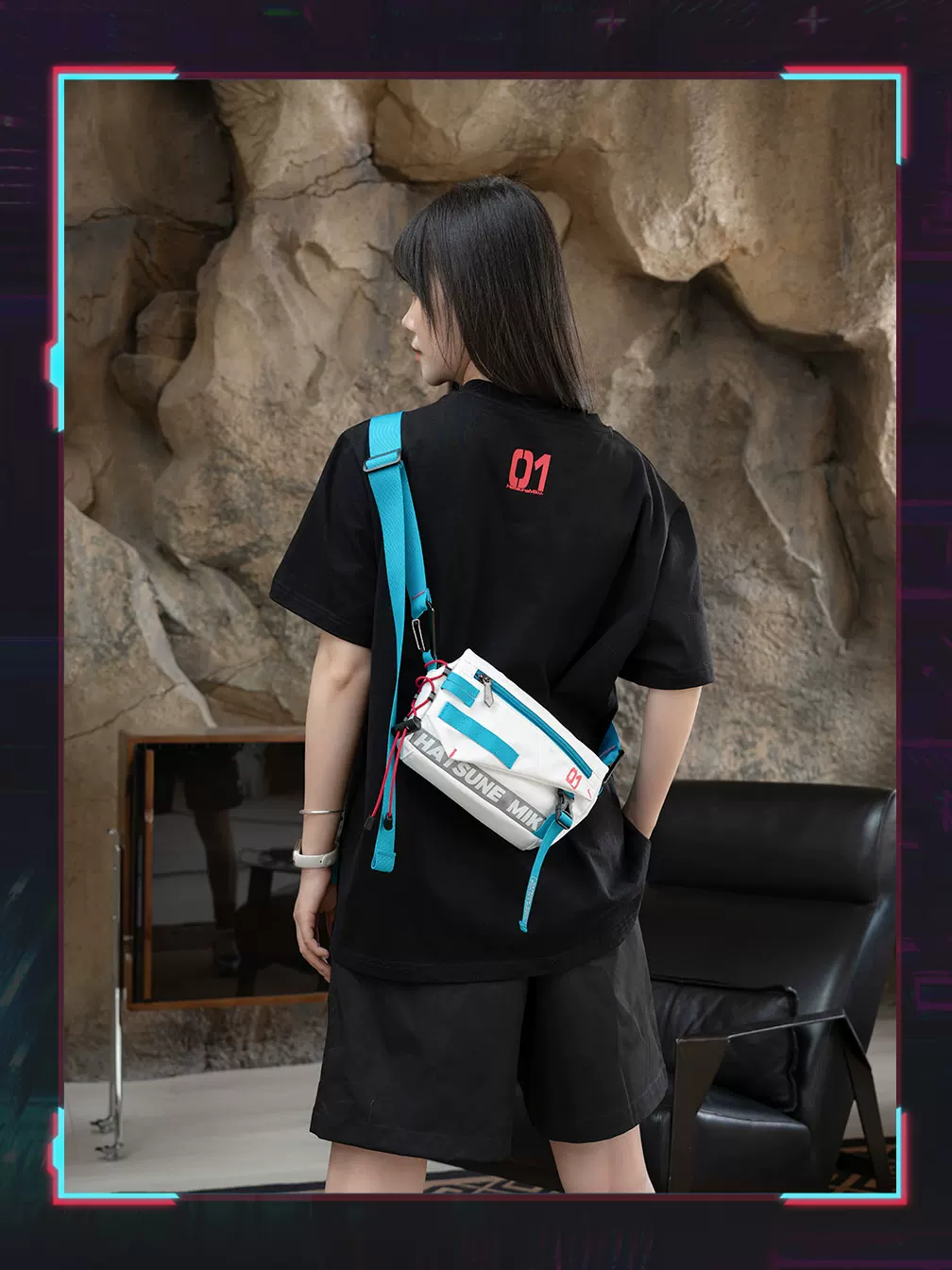 Official Hatsune Miku Neon EDM Sling Bag, Crossbody Chest Bag & Waist Pack - Image 7