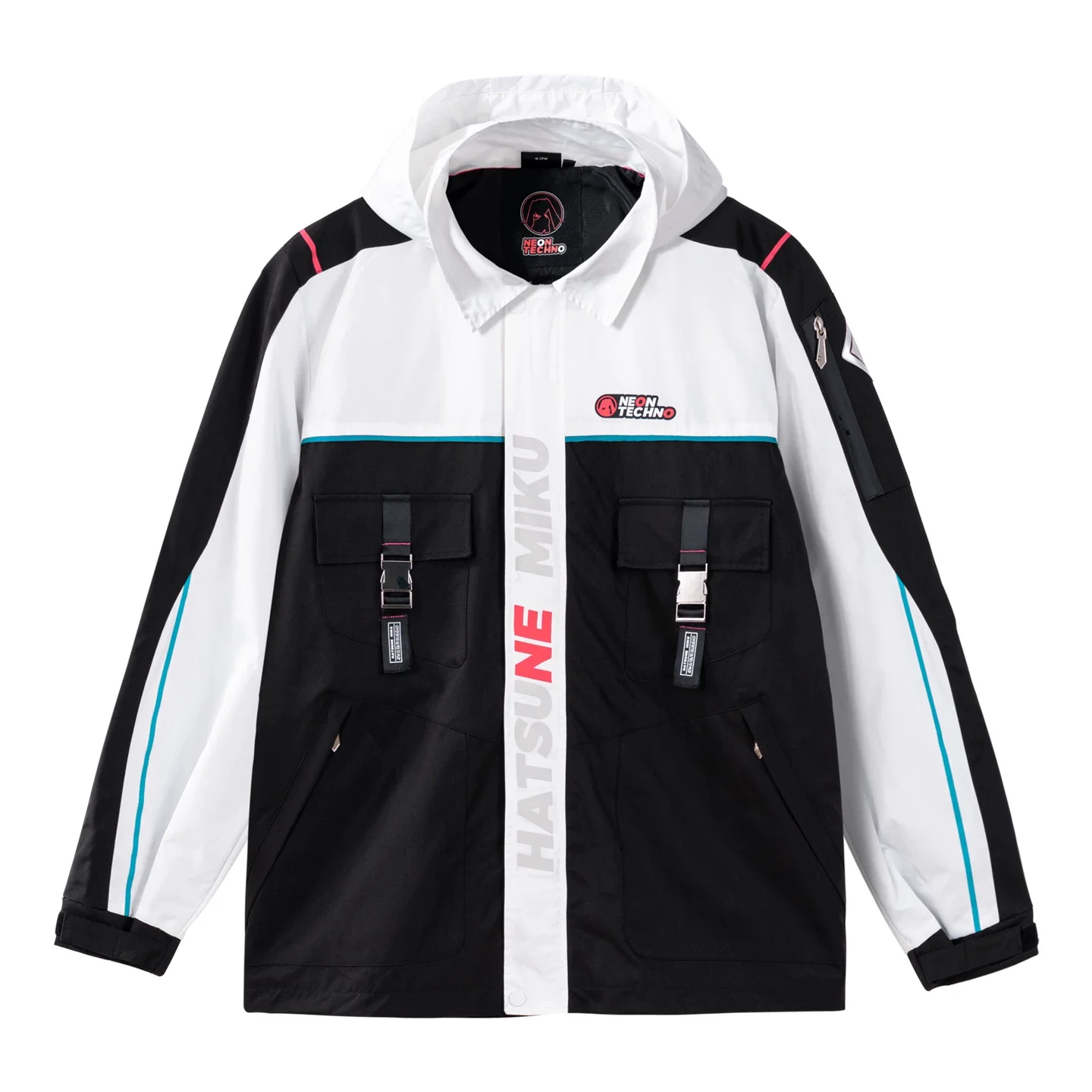 Official Hatsune Miku Neon Electronic Music Series Techwear Hooded Jacket – Casual Windbreaker Coat - Image 7
