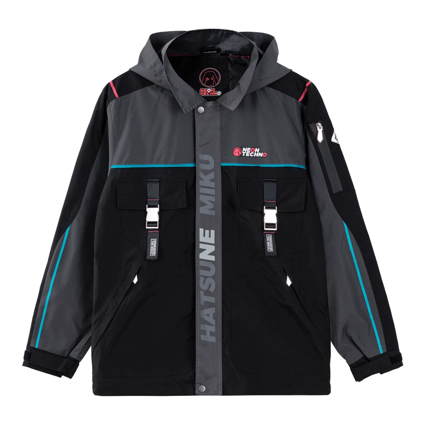 Official Hatsune Miku Neon Electronic Music Series Techwear Hooded Jacket – Casual Windbreaker Coat - Image 8
