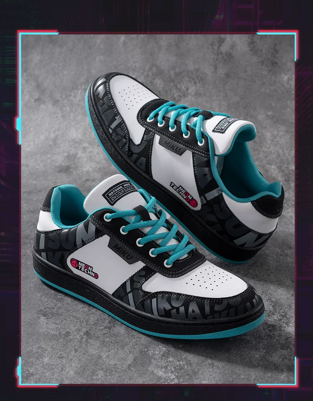 Official Hatsune Miku Neon Electronic Techwear Casual Skate Shoes for Men and Women - Image 8