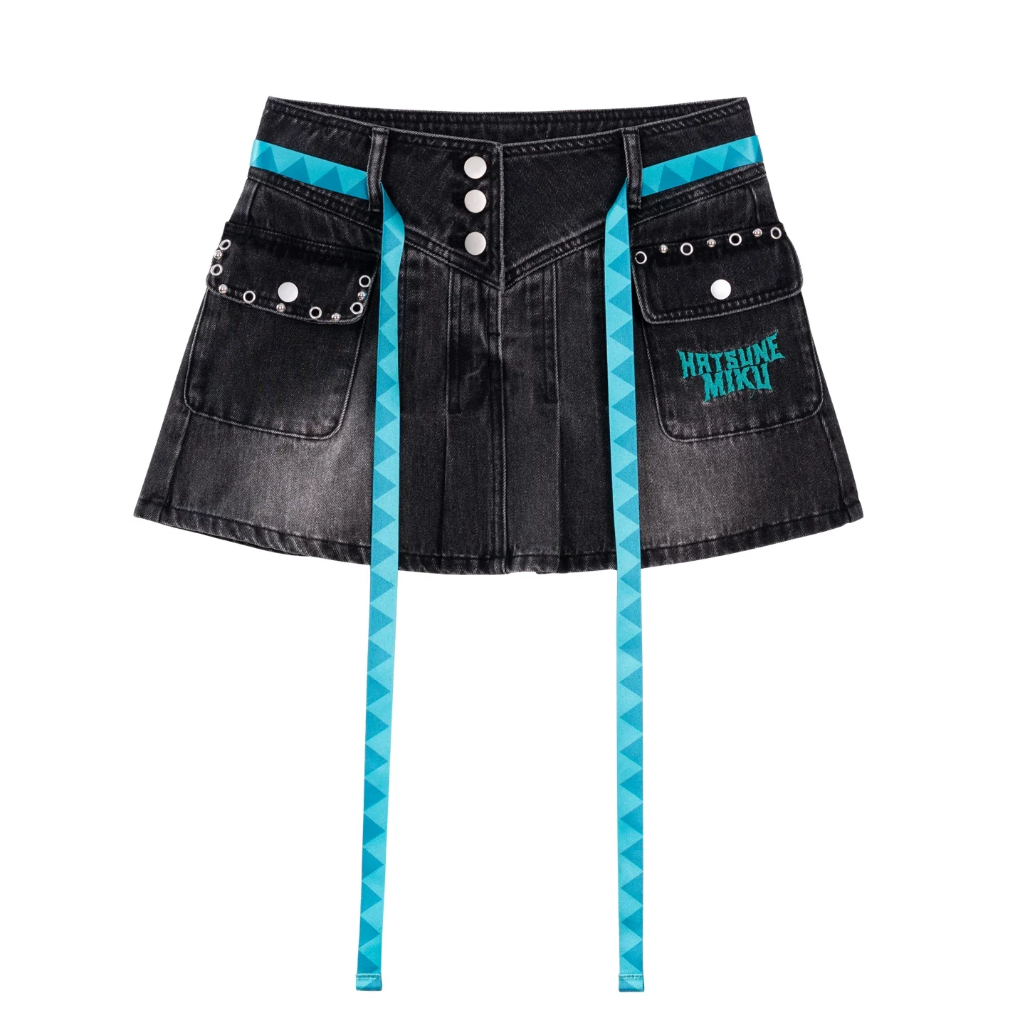 [Pre-Order, Ships Within 30 Days] Official Hatsune Miku Rock Future Denim Mini Skirt for Women, Casual A-Line Skirt - Image 9