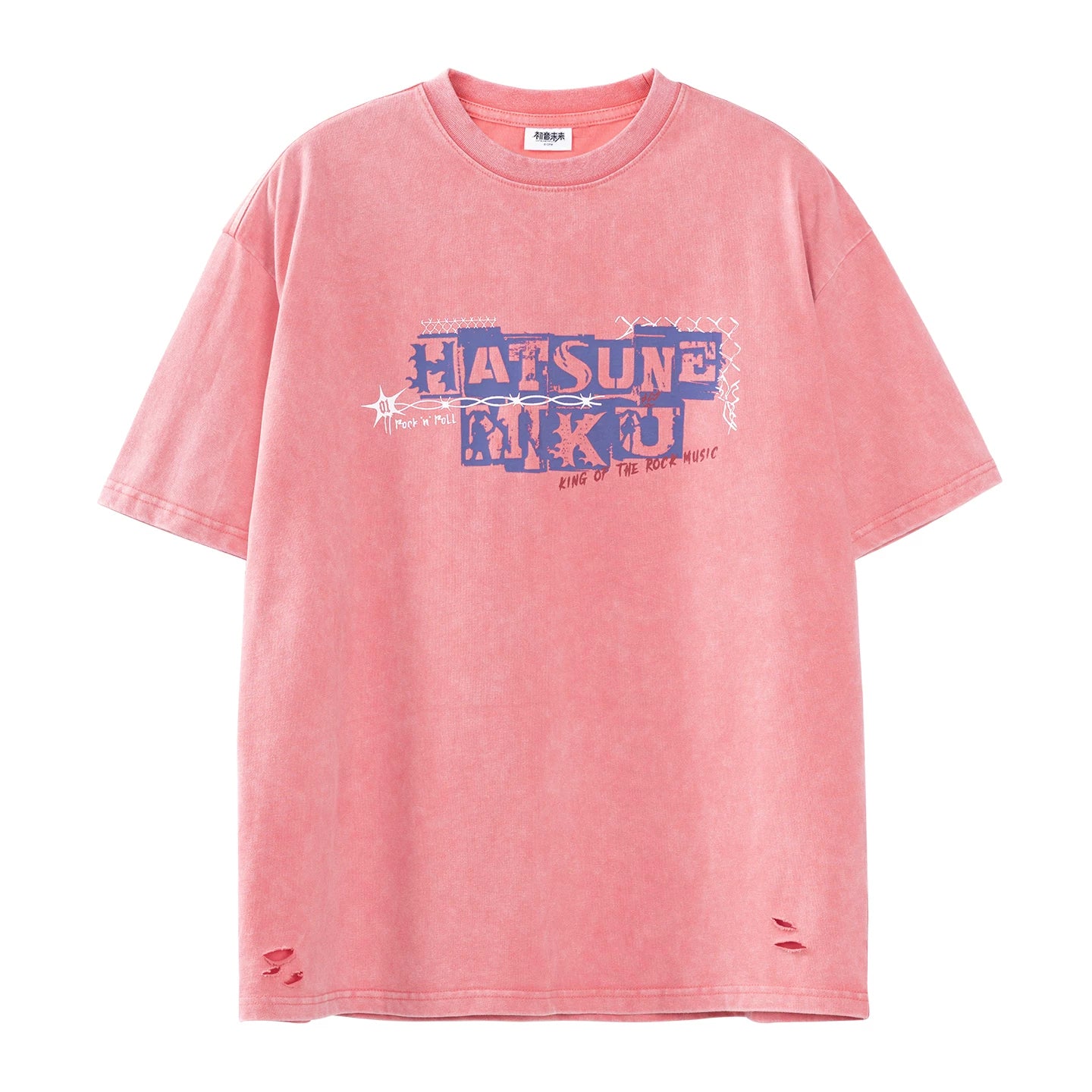Official Hatsune Miku Rock Future Heavyweight Washed Vintage T-Shirt, Loose-Fit Short Sleeve Top - Image 10
