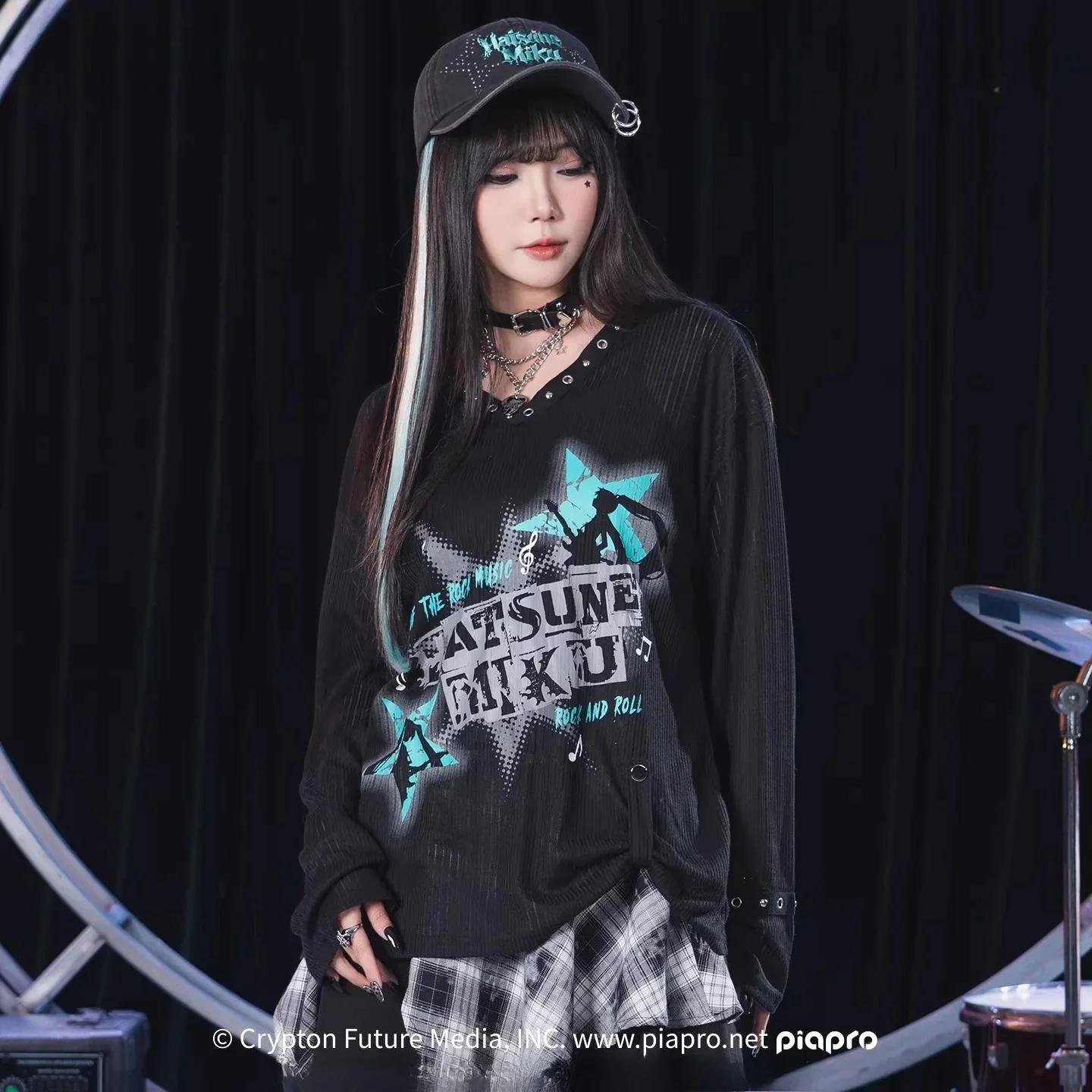 Official Hatsune Miku Rock Future Lightweight Open-Knit Long Sleeve Cover-Up for Women, Loose-Fit Summer Top - Image 2