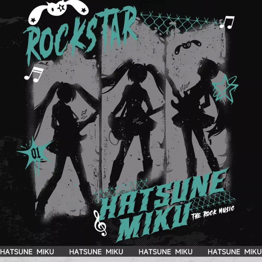 [Pre-Order, Ships Within 60 Days] Official Hatsune Miku Rock Future Punk Distressed Printed Wide-Leg Jeans for Women - Image 5