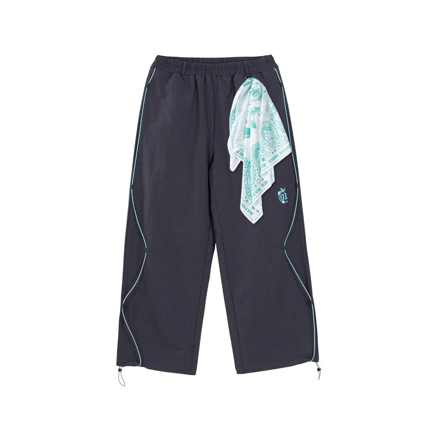 Official Hatsune Miku Y2K Color Block Cargo Pants – Women’s Wide Leg Streetwear Trousers with Detachable Scarf - Image 5