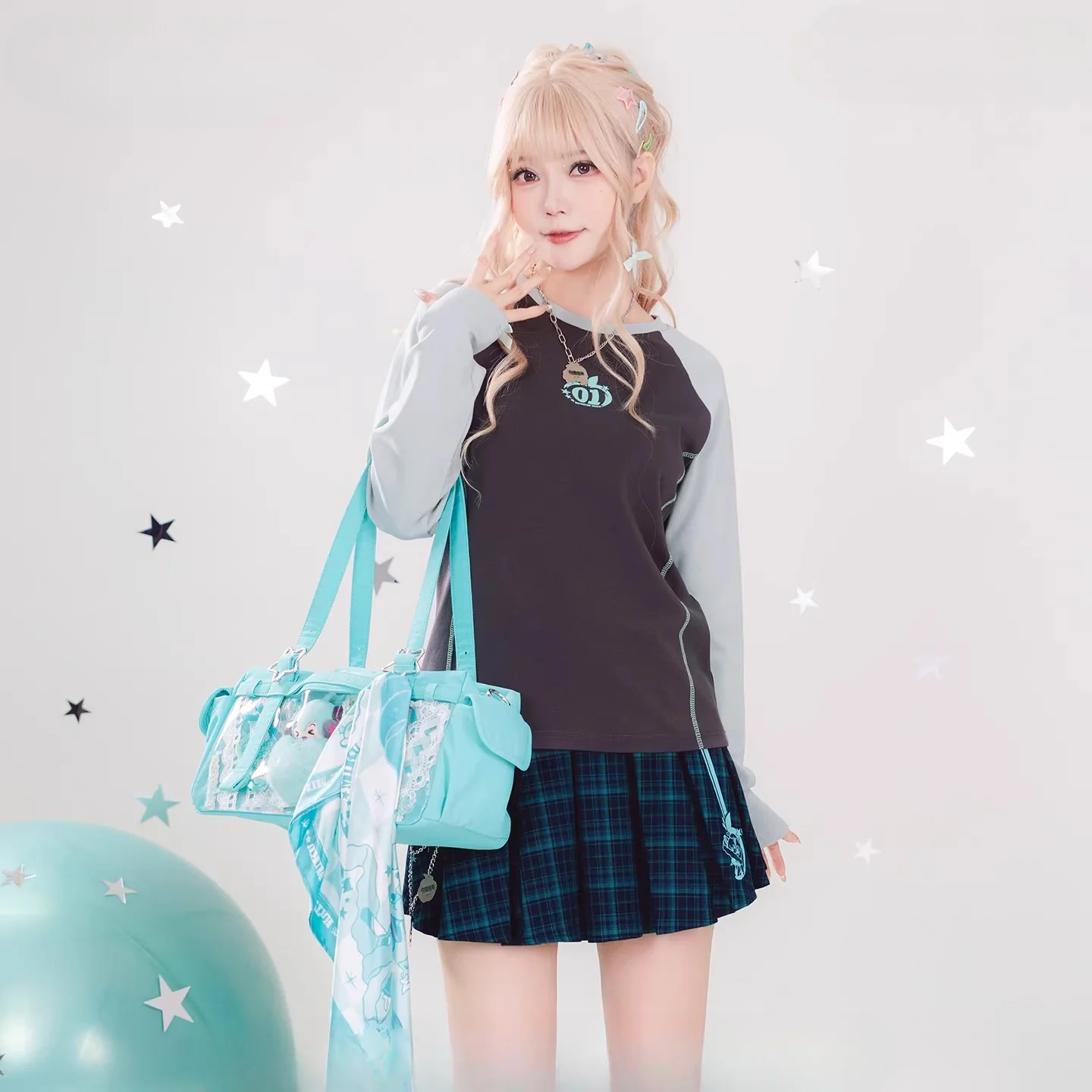 Official Hatsune Miku Y2K Ice Candy High-Waisted Pleated Mini Skirt – Slim Fit Streetwear Skort - Image 3