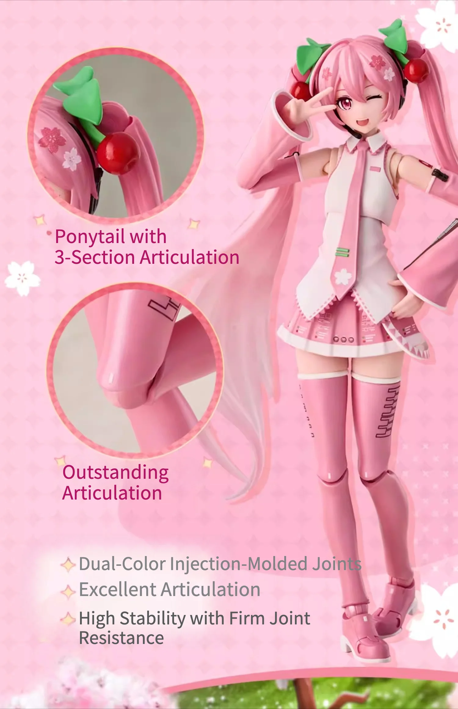 Official Sakura Miku “Miracle Ver.” Figure – Adjustable poses, with multiple buildable accessories. - Image 7