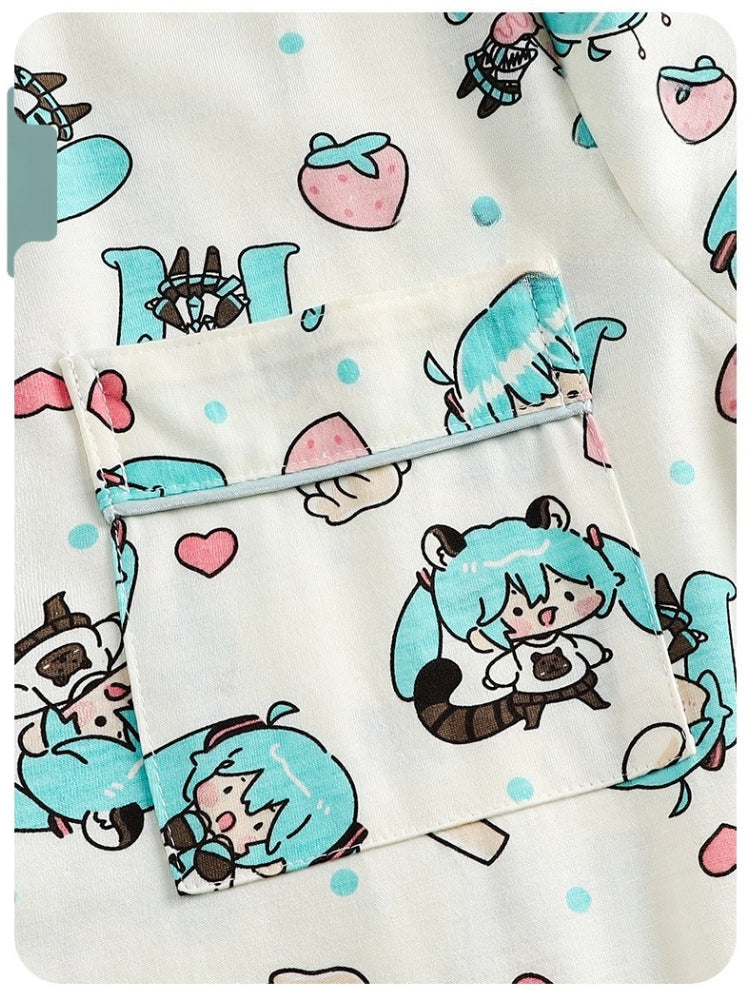 Fanmade Creations Hatsune Miku Cotton Long Sleeve Sleepwear – Cute Cartoon Style Home Loungewear - Image 4