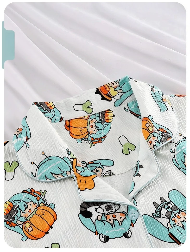 Fanmade Creations Hatsune Miku Cotton Long Sleeve Sleepwear – Cute Cartoon Style Home Loungewear - Image 3