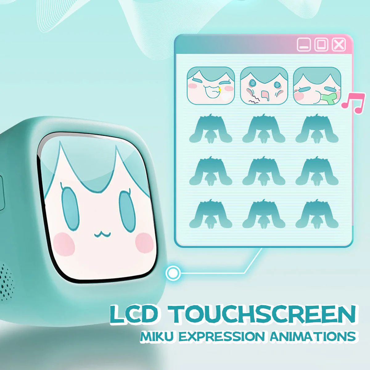 Officially Licensed Hatsune Miku CUBE FACE LCD Touchscreen Wireless Bluetooth Earbuds - Image 3