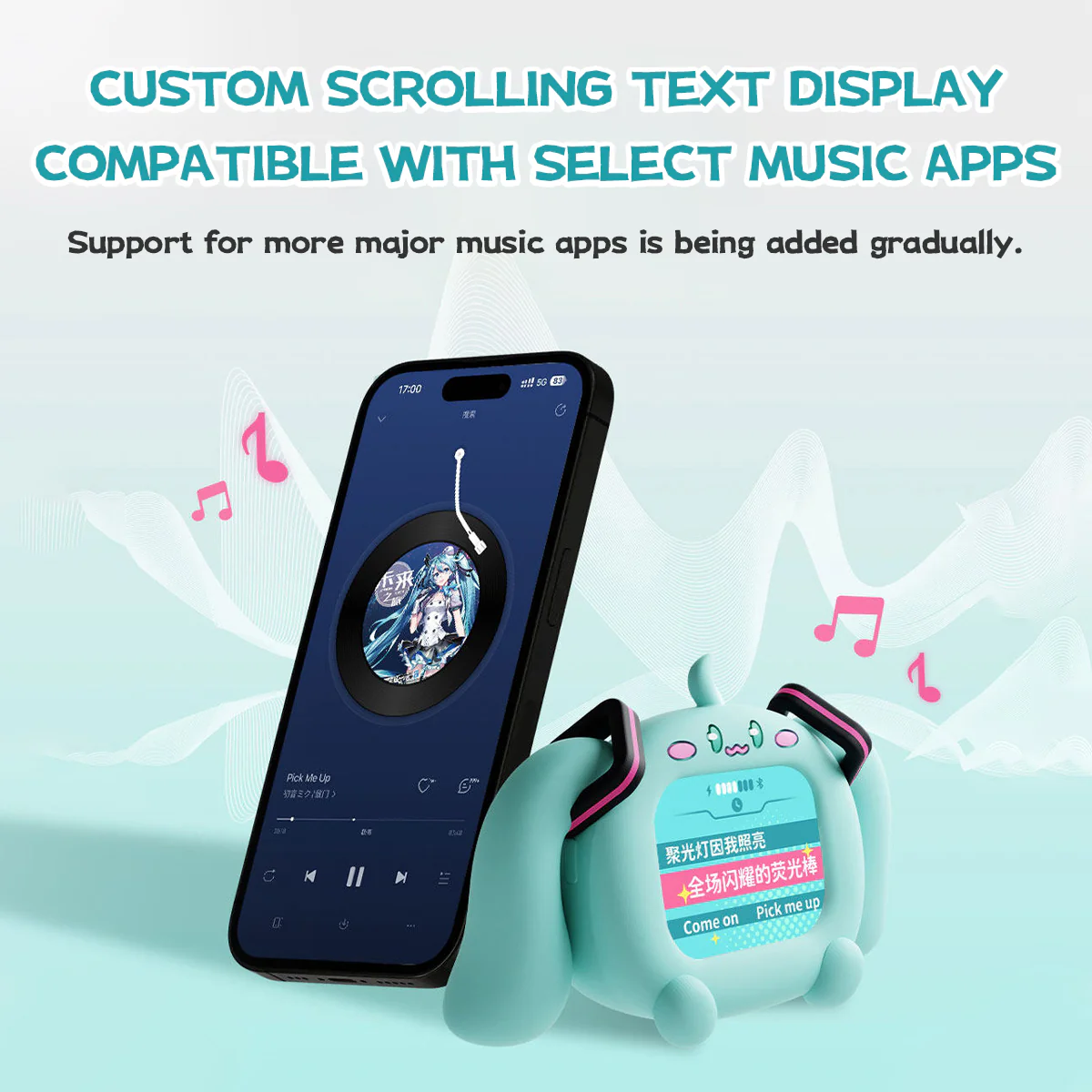 Officially Licensed Hatsune Miku CUBE FACE LCD Touchscreen Wireless Bluetooth Earbuds - Image 5