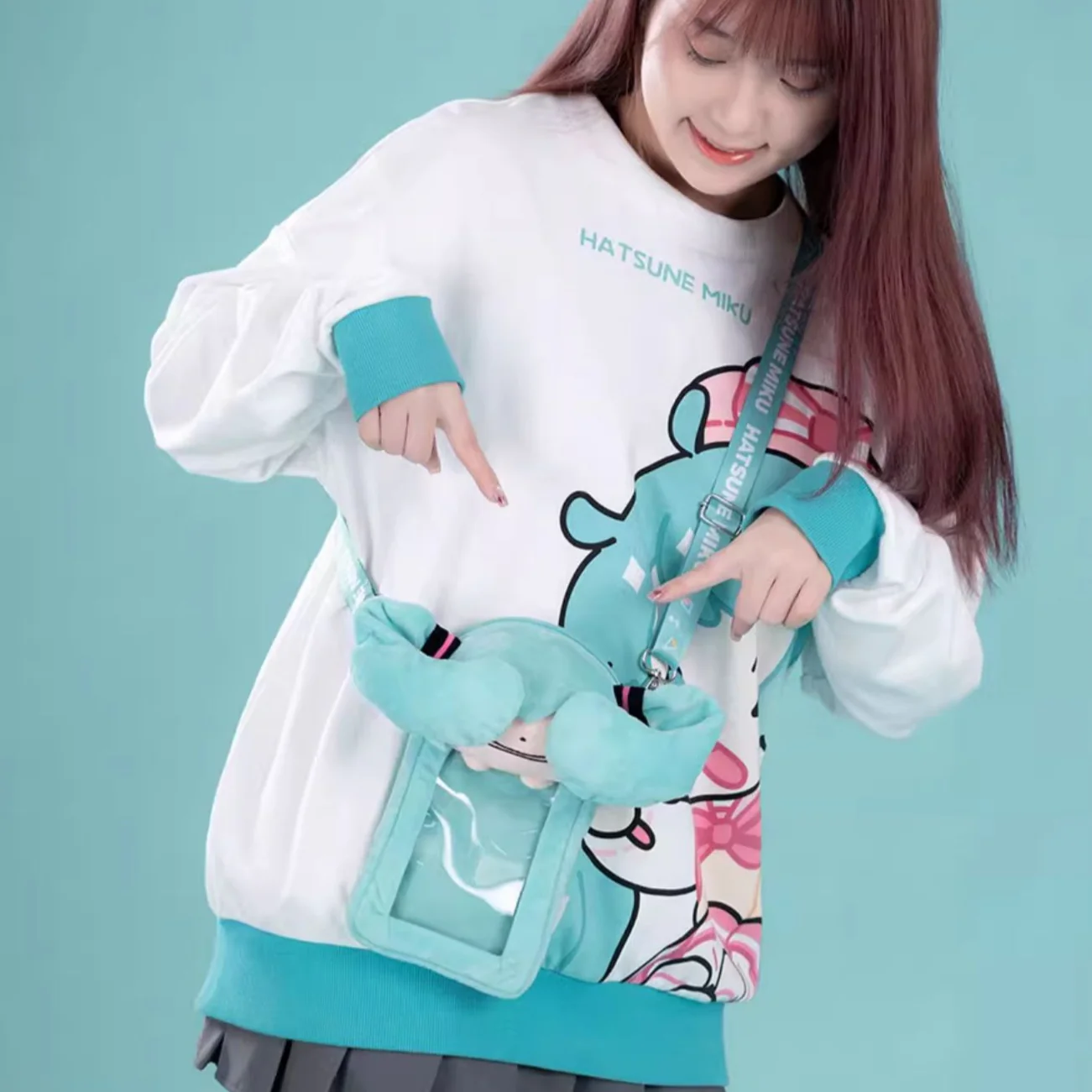 Officially Licensed Hatsune Miku Plush Semi-Transparent Crossbody Phone Bag - Image 4
