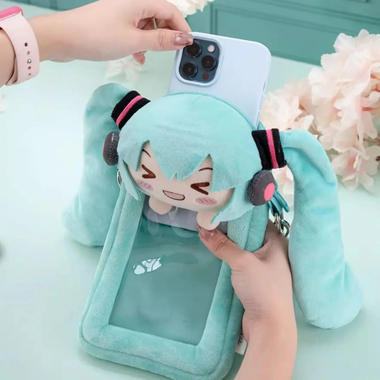Officially Licensed Hatsune Miku Plush Semi-Transparent Crossbody Phone Bag - Image 6
