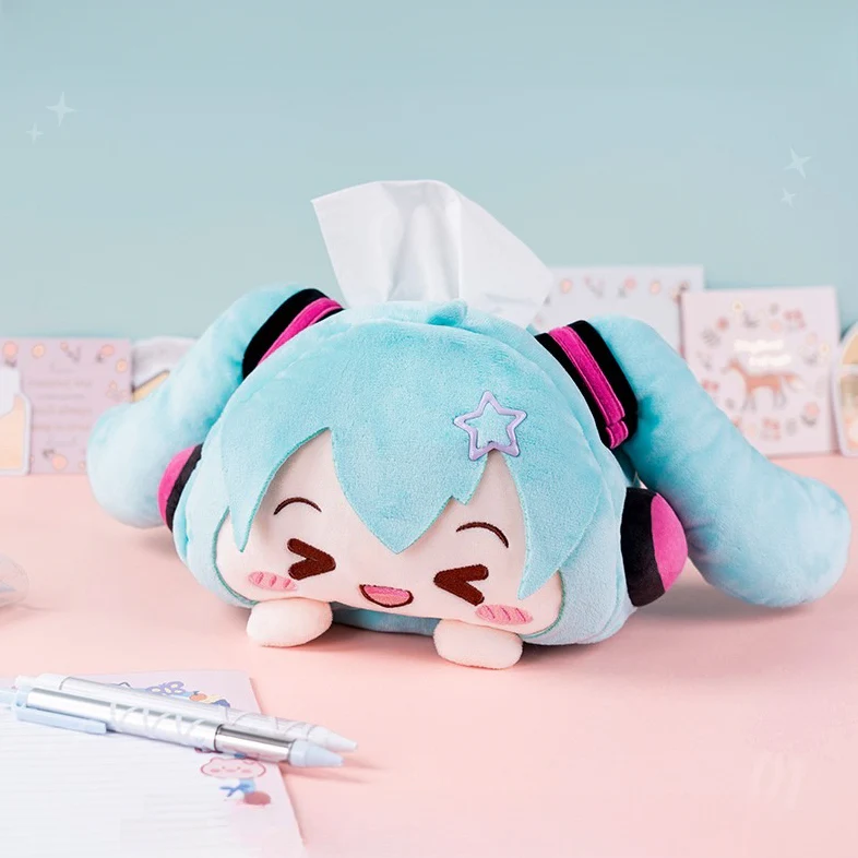Officially Licensed Hatsune Miku Squinted Eyes Plush Tissue Box Cover - Image 4