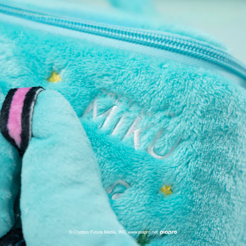 Officially Licensed Hatsune Miku Squinted Eyes Series Plush Makeup Bag - Image 3