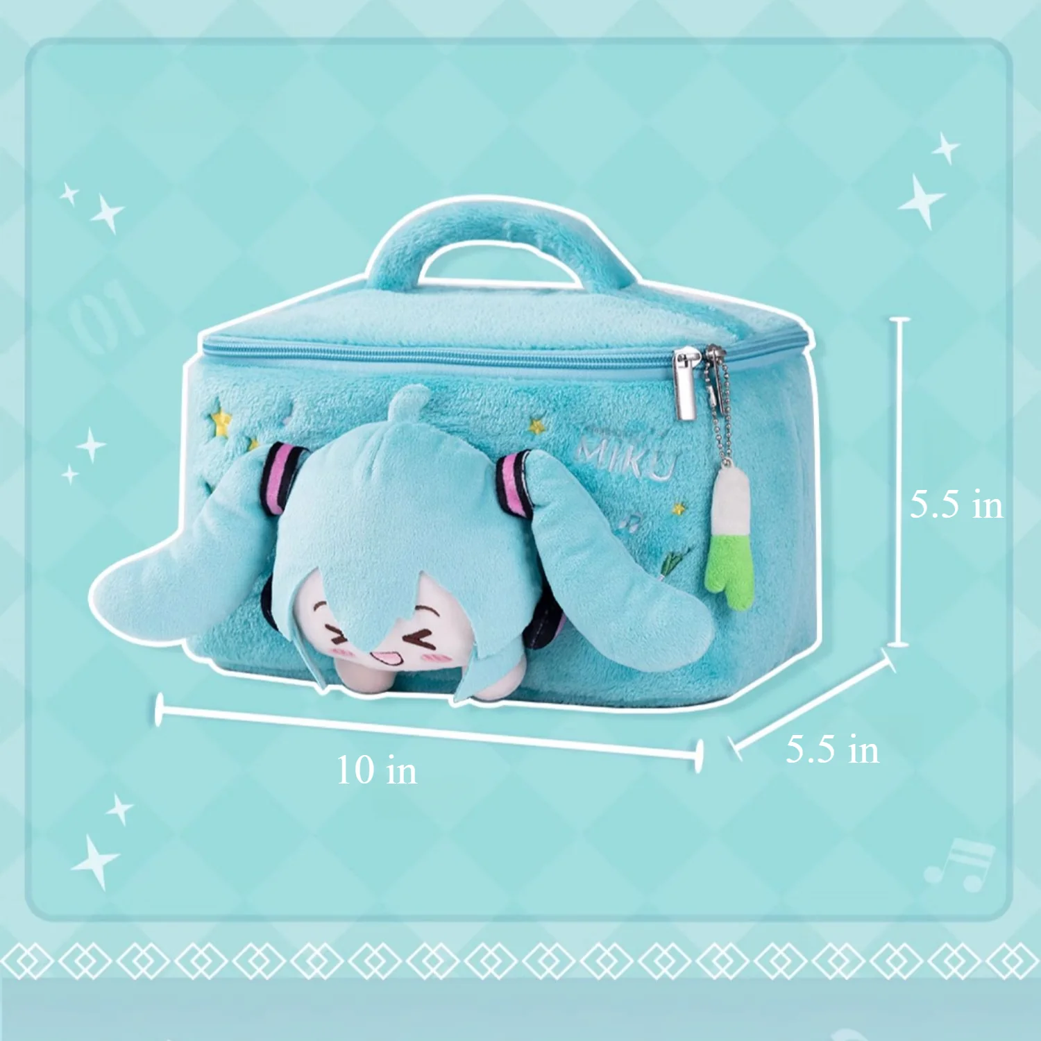 Officially Licensed Hatsune Miku Squinted Eyes Series Plush Makeup Bag - Image 5