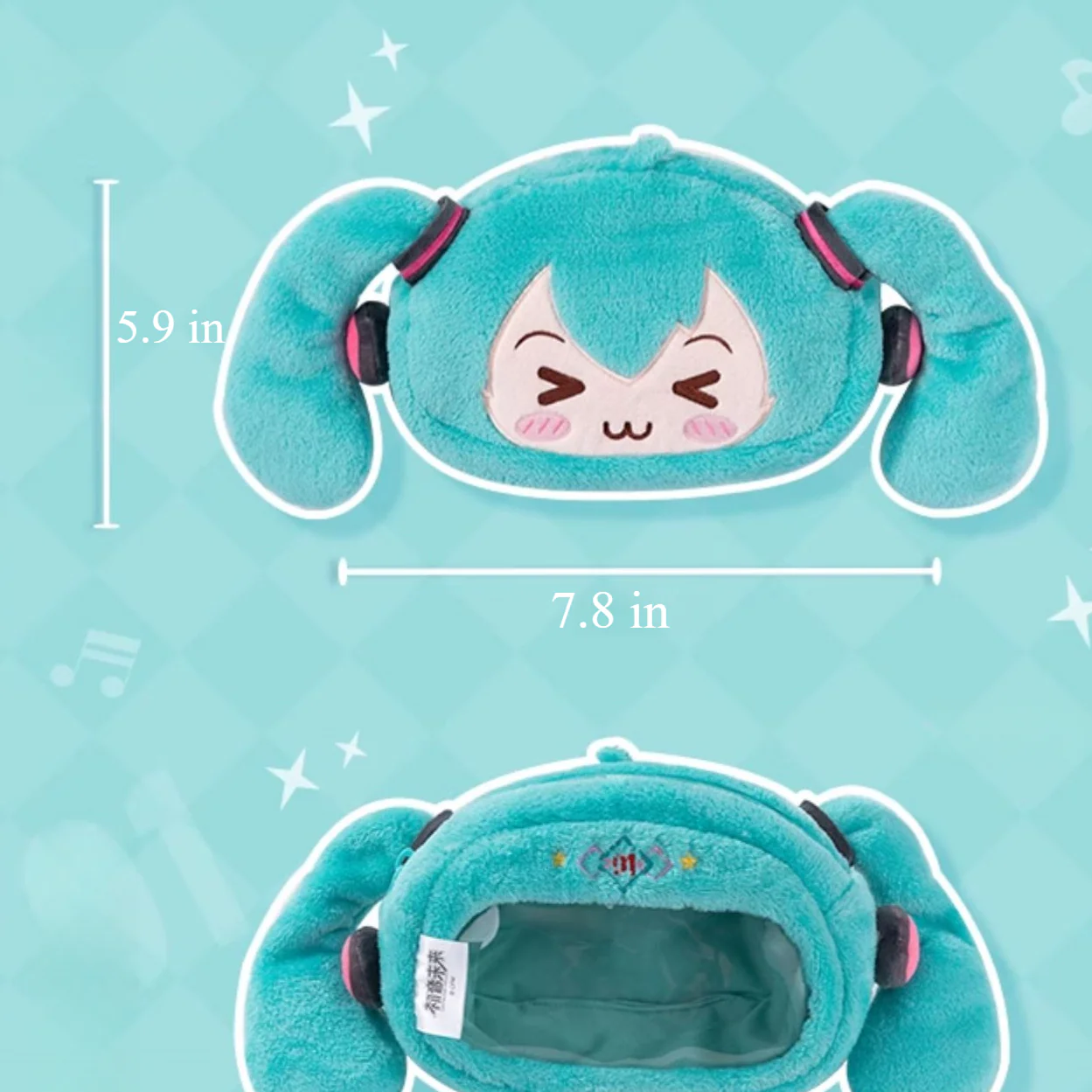 Officially Licensed Hatsune Miku Squinted Eyes Series Plush Pencil Case - Image 4