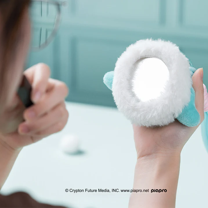 Officially Licensed Hatsune Miku Squinting Eyes Plush Charm with Compact Mirror - Image 2