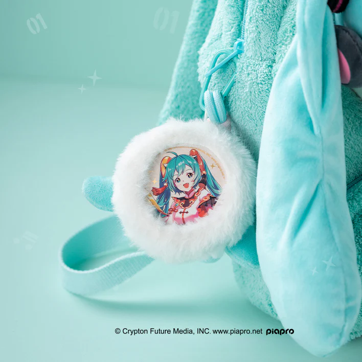 Officially Licensed Hatsune Miku Squinting Eyes Plush Charm with Compact Mirror - Image 3