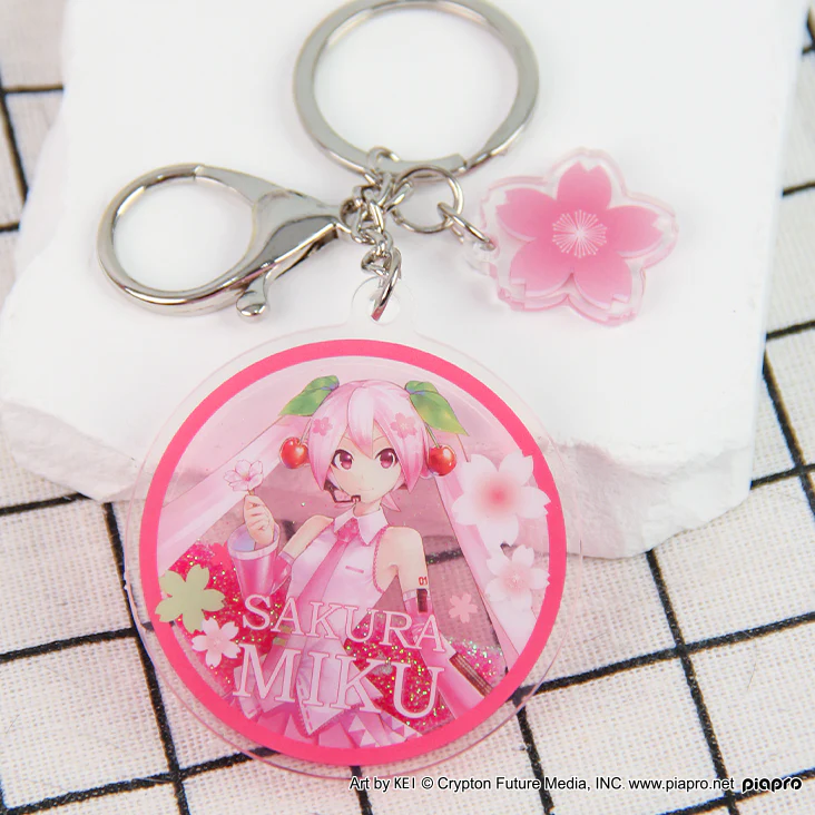 Officially Licensed Sakura Miku Pink Liquid Sand Acrylic Charm - Image 4