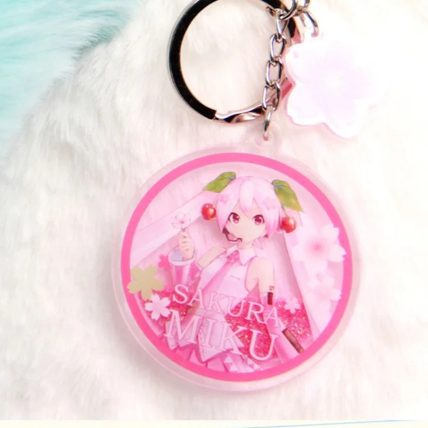 Officially Licensed Sakura Miku Pink Liquid Sand Acrylic Charm - Image 5